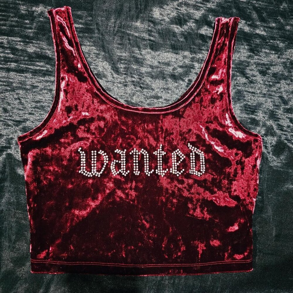 burgundy velvet crop tank top